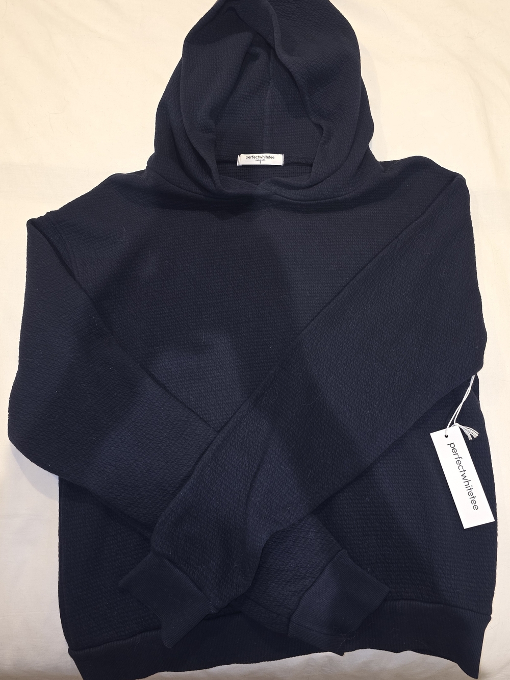 perfectwhitetee 100% Cotton Navy Hooded Pullover